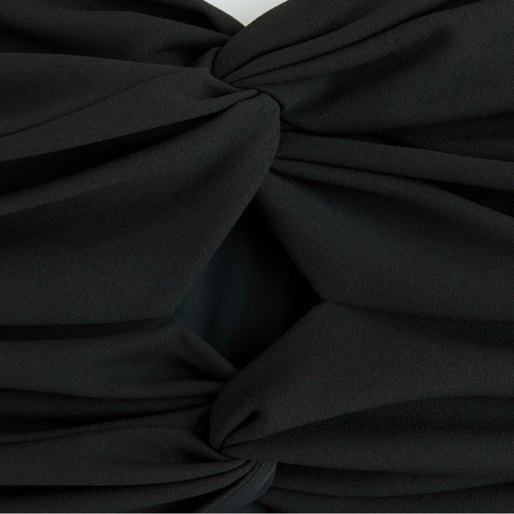 Abercrombie & Fitch Black Ruched Front Cutout Asymmetrical Midi Dress - Picture 2 of 5